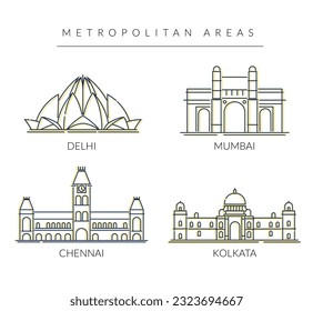 City Master - A Set of Key Metro Indian Cities -  Icon Illustration as EPS 10 File 