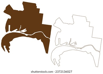 City of Melbourne (Commonwealth of Australia, Victoria state, Vic) map vector illustration, scribble sketch Melbourne City Council (MCC) map