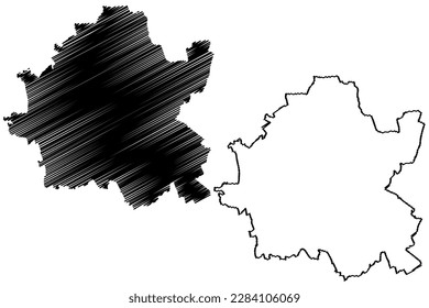 City and Metropolitan borough of Wolverhampton (United Kingdom of Great Britain and Northern Ireland, Metropolitan and ceremonial county West Midlands, England) map vector, scribble sketch map