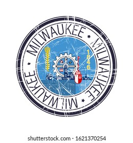 City of Milwaukee, Wisconsin postal rubber stamp, vector object over white background