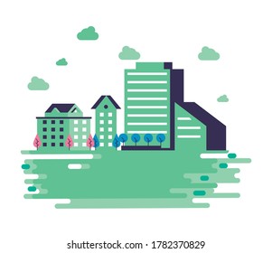 city minimal cityscape scene frame vector illustration design