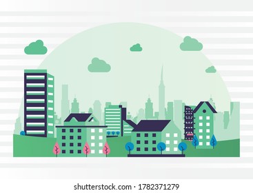 city minimal cityscape scene frame vector illustration design
