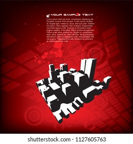 City Model On Red Abstract Background