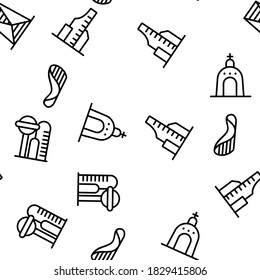City Modern Building Vector Seamless Pattern Thin Line Illustration