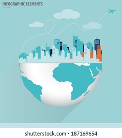 City with modern design globe. Vector illustration.