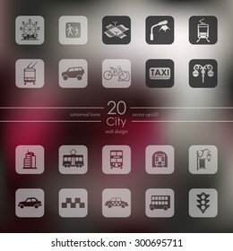 city modern icons for mobile interface on blurred background