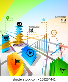 City modern infographics banner design template. Colorful vector urban illustration