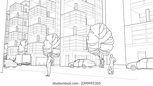 city ​​abstract modular architecture 3d rendering