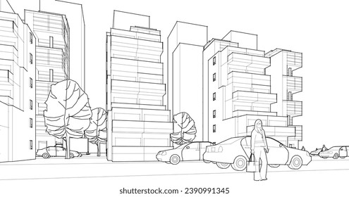 city ​​abstract modular architecture 3d rendering