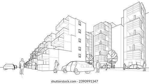 city ​​abstract modular architecture 3d rendering