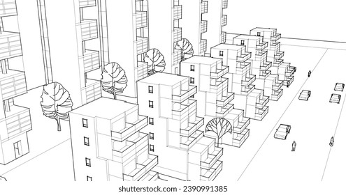 city ​​abstract modular architecture 3d rendering