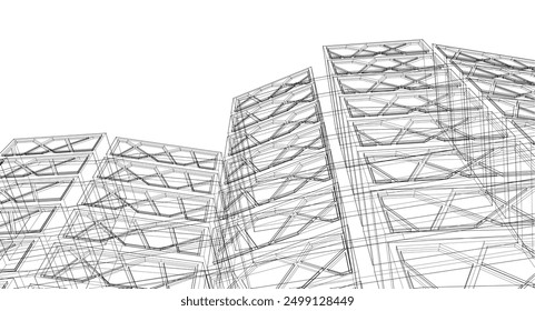city ​​abstract modular architecture 3d rendering	