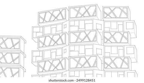 Ciudad ​​Arquitectura modular abstracta Renderización 3D	