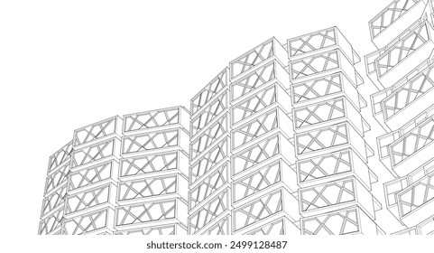 ​​abstrakte, modulare Architektur, 3D-Rendering	