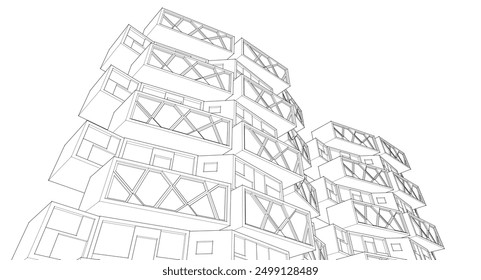city ​​abstract modular architecture 3d rendering	