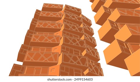 Ciudad ​​Arquitectura modular abstracta Renderización 3D
