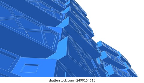 city ​​abstract modular architecture 3d rendering
