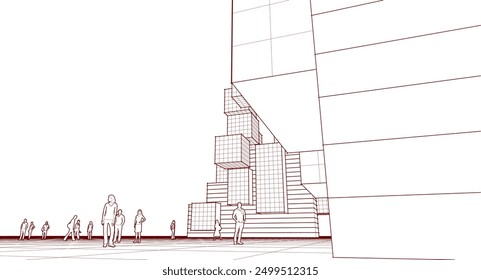 city ​​abstract modular architecture 3d rendering	
