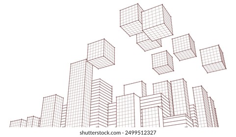​​abstrakte, modulare Architektur, 3D-Rendering	