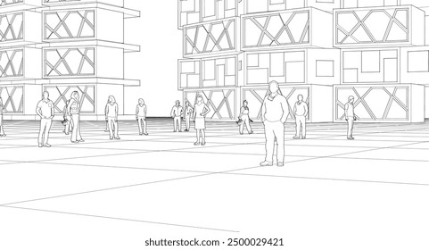 city ​​abstract modular architecture 3d rendering