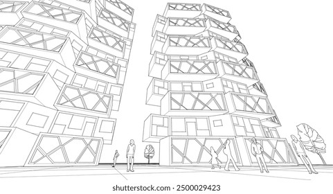  city ​​abstract modular architecture 3d rendering