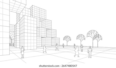 city ​​abstract modular architecture 3d rendering	