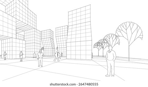 city ​​abstract modular architecture 3d rendering	