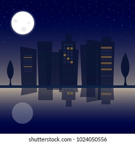 city ??night moon