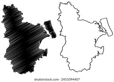 City of Moreton Bay (Commonwealth of Australia, Queensland state) map vector illustration, scribble sketch Moreton Bay Region map