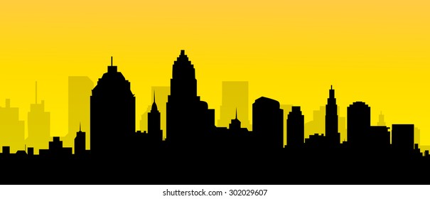 City Morning Skyline Stock Vector (Royalty Free) 302029607 | Shutterstock