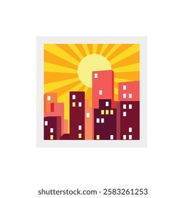 City morning vector symbol illustration