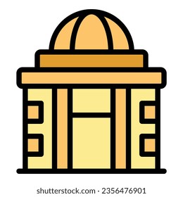 City mosque icon outline vector. Cityscape landmark. Casablanca map color flat