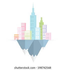 City and mountain. Parallel world concept.