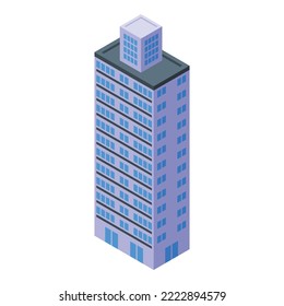 City multistory building icon isometric vector. House block. Construction facade