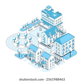 City Municipal Hospital - modern vector isometric illustration