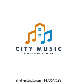 City Music Logo Icon Design - Vector