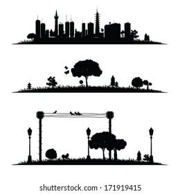 city and nature vector illustration