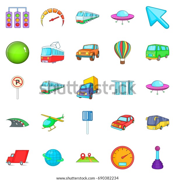 City\
navigation icons set. Cartoon set of 25 city navigation vector\
icons for web isolated on white\
background