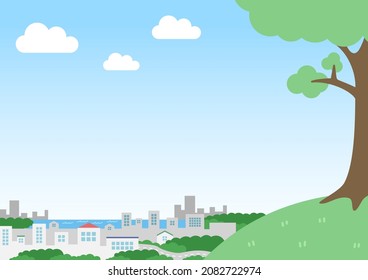 A city near the sea and hills .