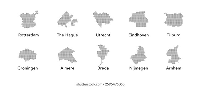 city of Netherlands map vector set