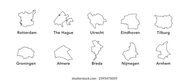 city of Netherlands map vector set