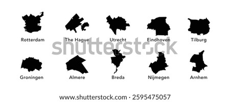 city of Netherlands map vector set
