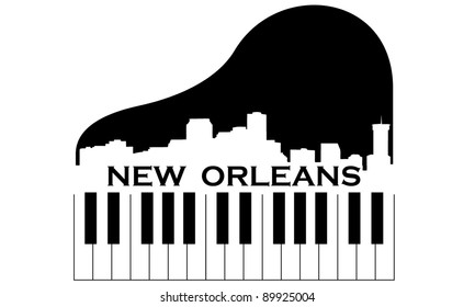 City of New Orleans high rise skyline with piano