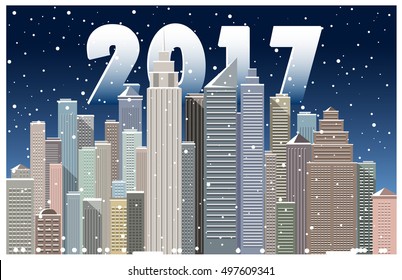 City New Year's landscape