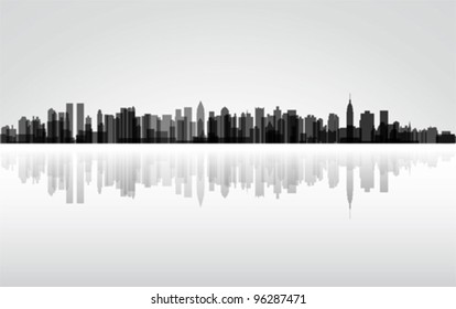 City New York panorama, vector