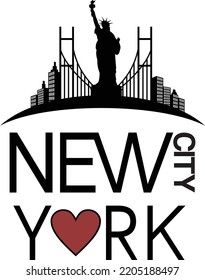 La ciudad de Nueva York. El lema de la camiseta o logotipo gráfico. Ilustración vectorial.