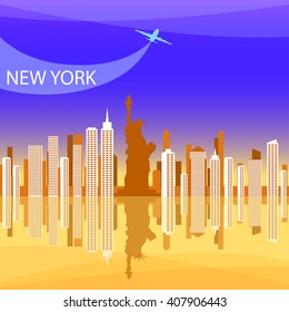 City of New York. New York vector illustration. One of the largest cities in America, New York.