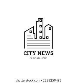 CITY AND NEWS LOGO CONCEPT, URBAN NEWS LOGO VECTOR ILLUSTRATION 