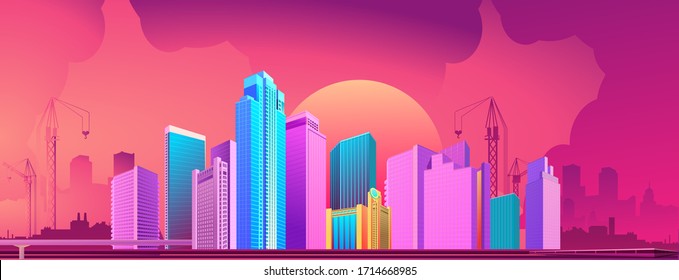 City night banner horizontal concept