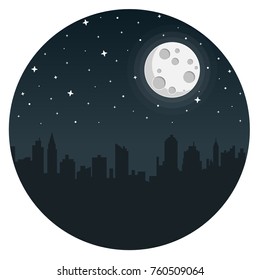 City Night Flat Design Icon Stock Vector (Royalty Free) 760509064 ...